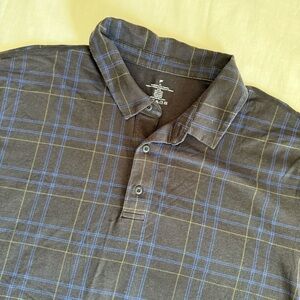 Fabletics Performance Polo Shirt Mens XL Black Plaid Modal Golf Athletic Stretch